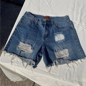 POL Distressed Blue Denim Cutoff Shorts